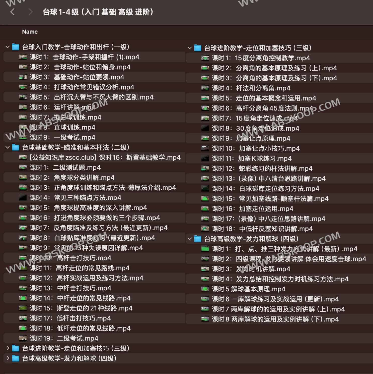 台球1-4级(入门 基础 高级 进阶)
